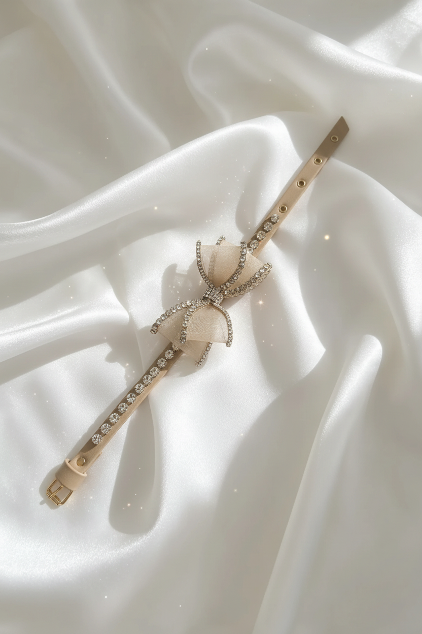 Collare Gioiello Beige Twine - Fiocco / Golden Glow