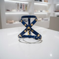 Pettorina Stars Studs blu cobalto con borchie a stella oro e finiture oro per cani di piccola taglia – My Pets and I Milano